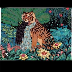 Vibrant Jungle Tiger wall tapestry